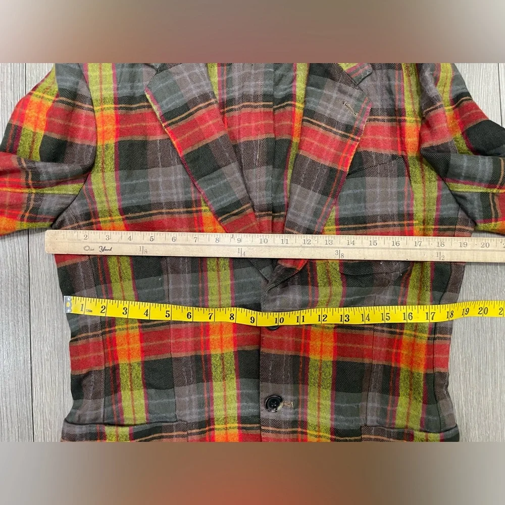 PAUL SMITH Multi Color Plaid Cotton‎ Wool Notch Lapel Sport Coat Size Small